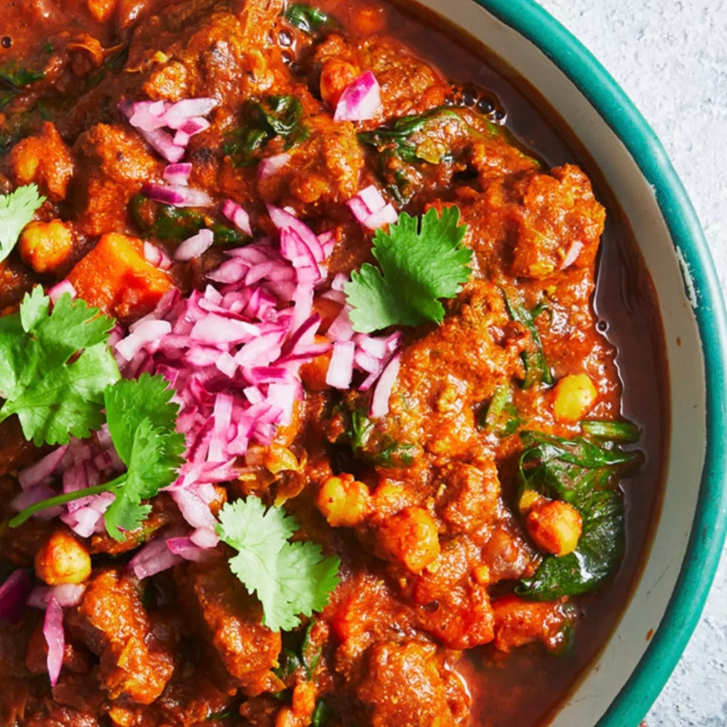 Cari de bœuf haché et pois chiche