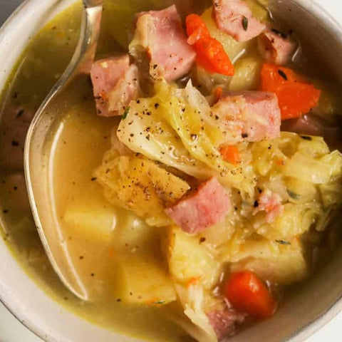 Soupe rustique au chou & jambon