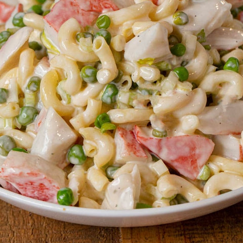 Salade de pâtes, goberge et petits pois