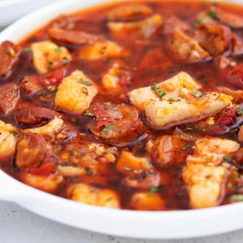 Poisson mijoté paprika et chorizo