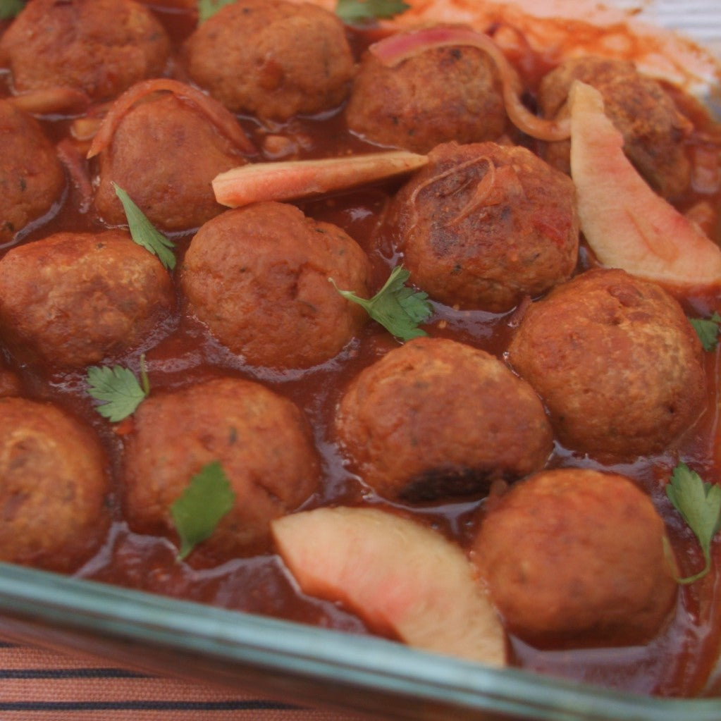 Boulettes de viande sauce BBQ aux pêches