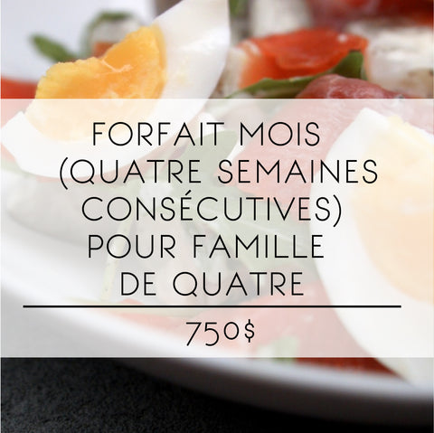 Forfait mois (4 semaines consécutives) pour famille de quatre