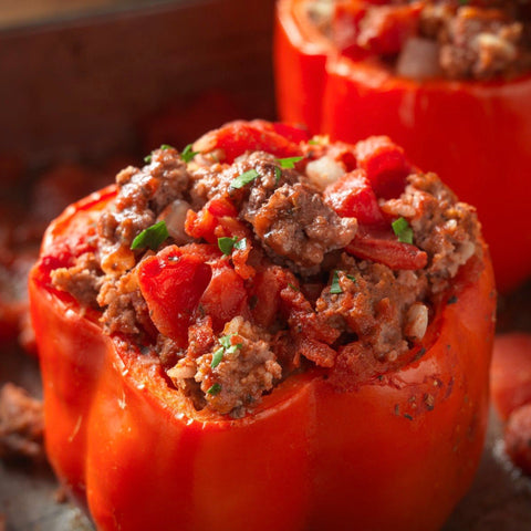 Poivron farci au porc et bacon